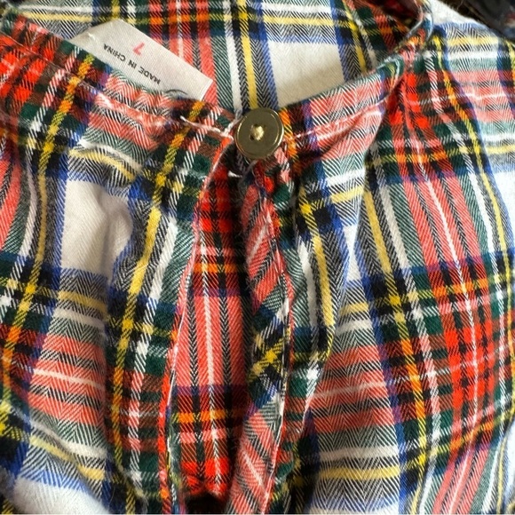 J.Crew Girls' Snowy Stewart Tartan Long-Sleeve Ruffle-Shoulder Dress 7 Holiday - Picture 7 of 8